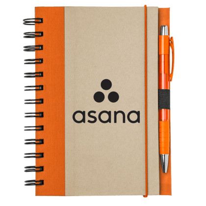 Custom Sweda Recycled Color Spine Spiral Notebook - Orange