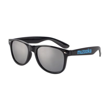 Custom Iconic Black Frame with Mirror Lens Sunglasses - Silver/Black