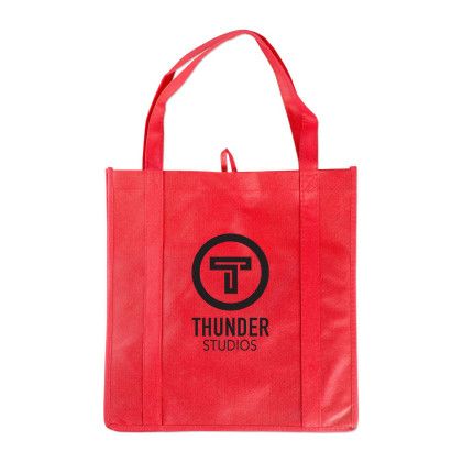 Custom Large Nonwoven Tote with Gusset - Red