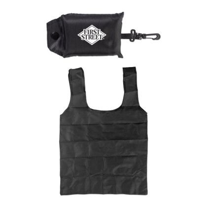 Custom Foldable Tote Keychain - Black 