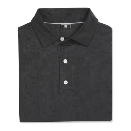 Custom FootJoy Men's Tonal Dot Performance Golf Polo - Black Fold View 