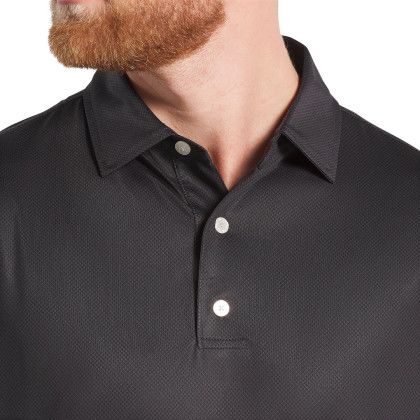 Custom FootJoy Men's Tonal Dot Performance Golf Polo - Black Collar View 
