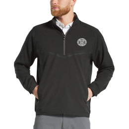 Custom FootJoy Men's Zephyr Half-Zip Windshirt - Black Front View Custom FootJoy Men's Zephyr Half-Zip Windshirt - Black Front View