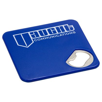 Custom Econo Bottle Opener Coaster - Blue 