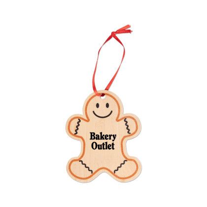 Custom Wooden Gingerbread Man Ornament with Ribbon 