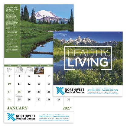 Custom Economy Appointment Calendar - Healthy Living - Front view
