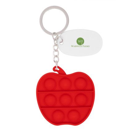 Custom Push Pop Bubble Apple Fidget Sensory Keychain - Red 