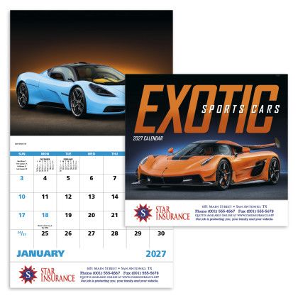 Custom Economy Appointment Calendar - Exotic Sports Cars - Front view