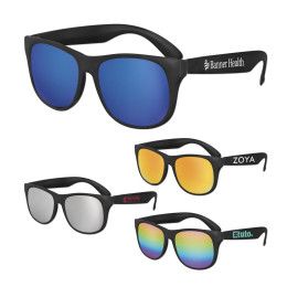 Custom Classic Black Frame Mirror Lens Sunglasses - All Colors 