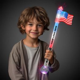 Custom Light Up Jumbo Flag Wand With Prism Ball Custom Light Up Jumbo Flag Wand With Prism Ball
