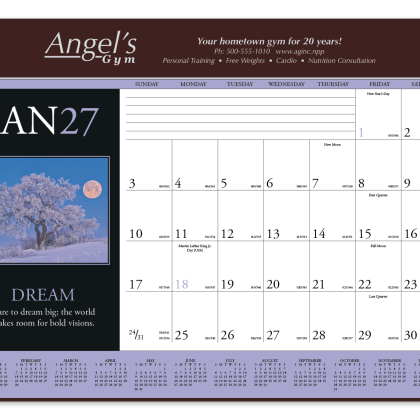 Custom Triumph® Motivations Desk Pad Calendar - FREE SET-UP - Burgundy 