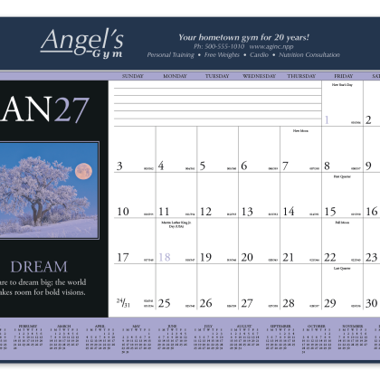Custom Triumph® Motivations Desk Pad Calendar - FREE SET-UP - Navy 