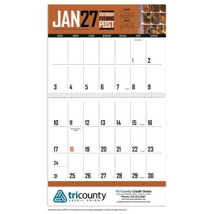 Custom Triumph® Premium Appointment Calendar - The Saturday Evening Post with Big Block Memo - Calendar view