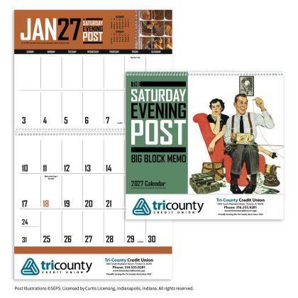 Custom Triumph® Premium Appointment Calendar - The Saturday Evening Post with Big Block Memo - Front view