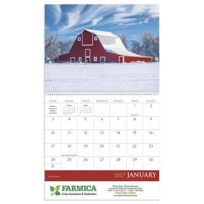 Custom Triumph® Premium Appointment Calendar - Barns - Calendar view