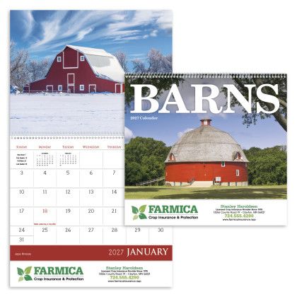 Custom Triumph® Premium Appointment Calendar - Barns - Front view