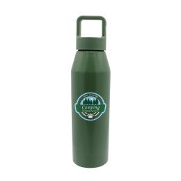 Custom 25 oz. Recycled Aluminum Bottle with Carabiner Lid, Full Color Digital - Olive Green 