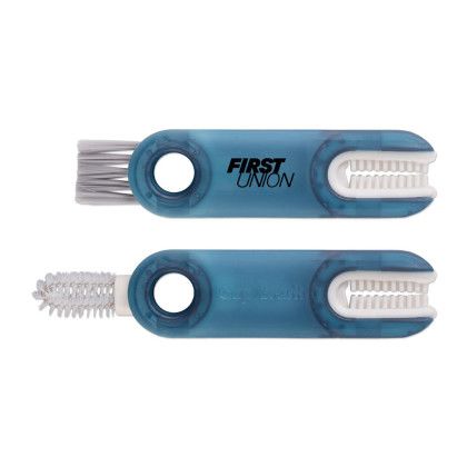 Custom 3 In 1 Cup/Lid Cleaning Brush Set - Translucent Blue 