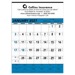 Custom Triumph® Contractor Memo Wall Calendar - Blue & Black