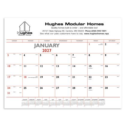 Custom Triumph® Desk Pad Calendar - Red & Black