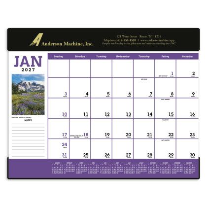 Custom Triumph® Scenic Desk Pad Calendar - Black