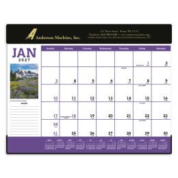 Custom Triumph® Scenic Desk Pad Calendar - Black