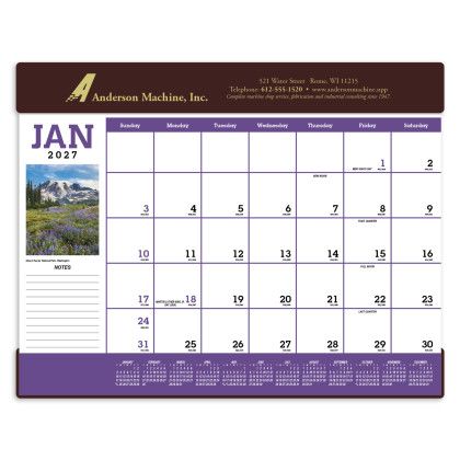 Custom Triumph® Scenic Desk Pad Calendar - Burgundy