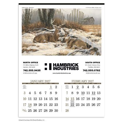 Custom Triumph® Wildlife Art Calendar - Stapled - Calendar view