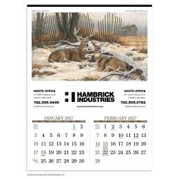 Custom Triumph® Wildlife Art Calendar - Stapled - Calendar view Custom Triumph® Wildlife Art Calendar - Stapled - Calendar view
