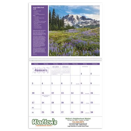 Custom Premium Appointment Calendar - America the Beautiful with Recipes - Calendar view