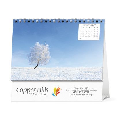 Custom Triumph® Desk Tent Calendar - Simplicity - Front view