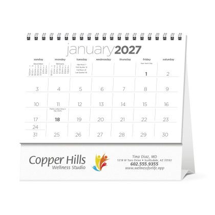 Custom Triumph® Desk Tent Calendar - Simplicity - Calendar view