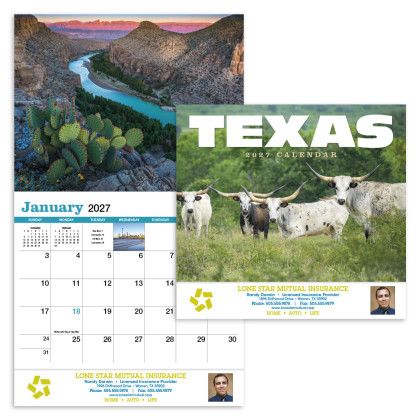 Custom Texas Appointment Calendar - Stapled