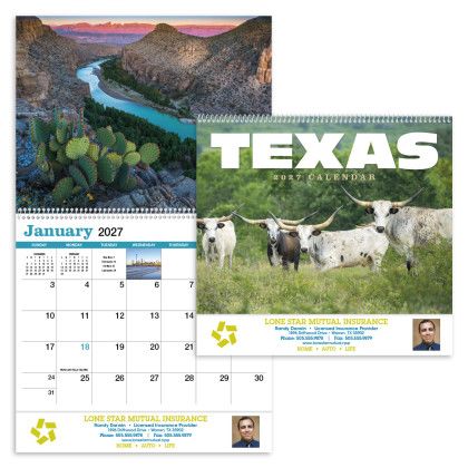 Custom Texas Appointment Calendar - Spiral Custom Texas Appointment Calendar - Spiral