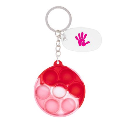 Custom Push Pop Bubble Round Fidget Sensory Keychain - Swirl Red 