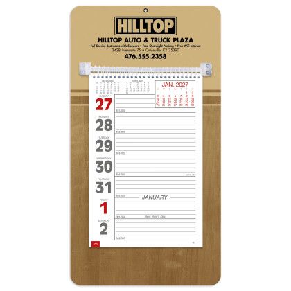 Custom Triumph® Weekly Appointment Easel Calendar-Colored Mount - Butcher block
