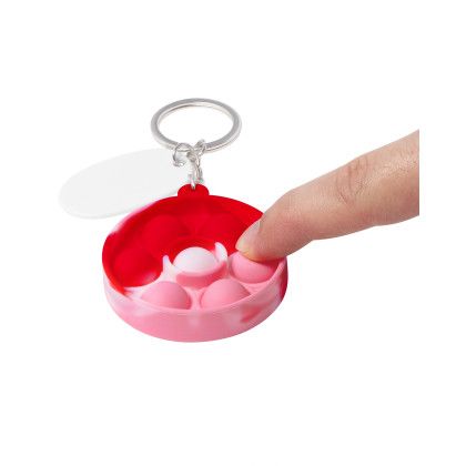 Custom Push Pop Bubble Round Fidget Sensory Keychain - Swirl Red Lifestyle View 