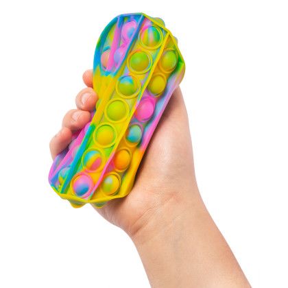 Custom Push Pop Bubble Heart Shape Fidget Sensory Toy - Rainbow In Use 