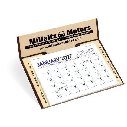 Custom Triumph® Desk Calendar - Memo Desk - Woodgrain/beige Custom Triumph® Desk Calendar - Memo Desk - Woodgrain/beige