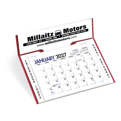 Custom Triumph® Desk Calendar - Memo Desk - Red/White Custom Triumph® Desk Calendar - Memo Desk - Red/White