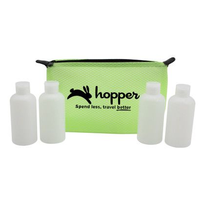 Custom Travel Kit with Fillable Bottles  - Lime Green