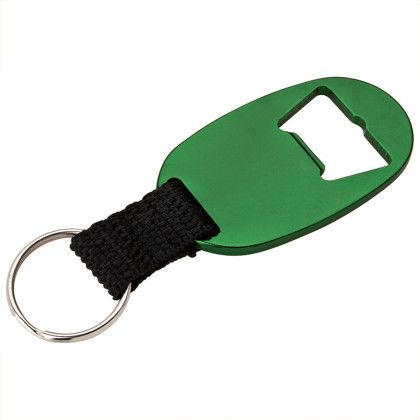 Custom Oakvale Bottle Opener Keyring - Green Back View Custom Oakvale Bottle Opener Keyring - Green Back View