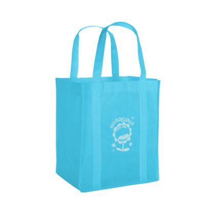 Custom Vespera Recycled Non-Woven Tote with Bottom Insert - Sky Blue Custom Vespera Recycled Non-Woven Tote with Bottom Insert - Sky Blue