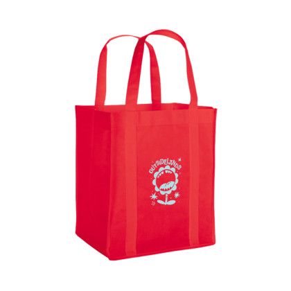 Custom Vespera Recycled Non-Woven Tote with Bottom Insert - Red Custom Vespera Recycled Non-Woven Tote with Bottom Insert - Red
