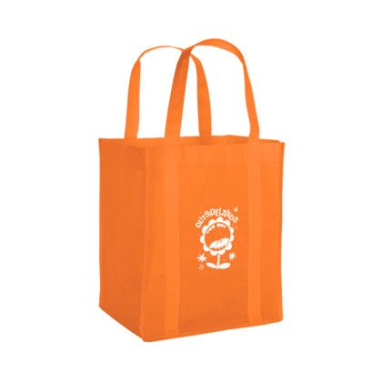 Custom Vespera Recycled Non-Woven Tote with Bottom Insert - Orange Custom Vespera Recycled Non-Woven Tote with Bottom Insert - Orange