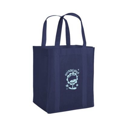 Custom Vespera Recycled Non-Woven Tote with Bottom Insert - Navy Custom Vespera Recycled Non-Woven Tote with Bottom Insert - Navy