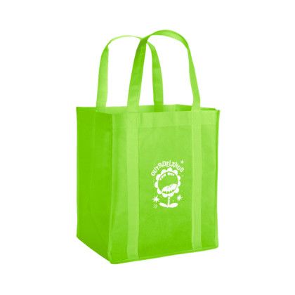 Custom Vespera Recycled Non-Woven Tote with Bottom Insert - Lime Green Custom Vespera Recycled Non-Woven Tote with Bottom Insert - Lime Green