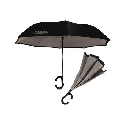 Custom Dual-Tone Inverted Umbrella - Black/gray