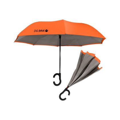 Custom Dual-Tone Inverted Umbrella - Orange/Gray