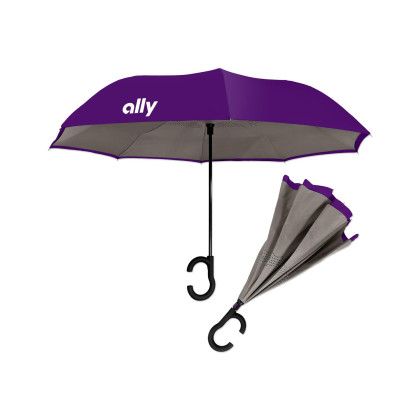 Custom Dual-Tone Inverted Umbrella - Purple/gray